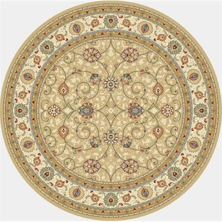 DYNAMIC RUGS Ancient Garden 5 ft. 3 in. Round 57120-2464 Rug - Light Gold/Ivory ANR5571202464